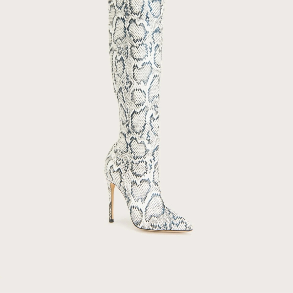 Bebe Thigh High Destined Faux Snake Skin Boots